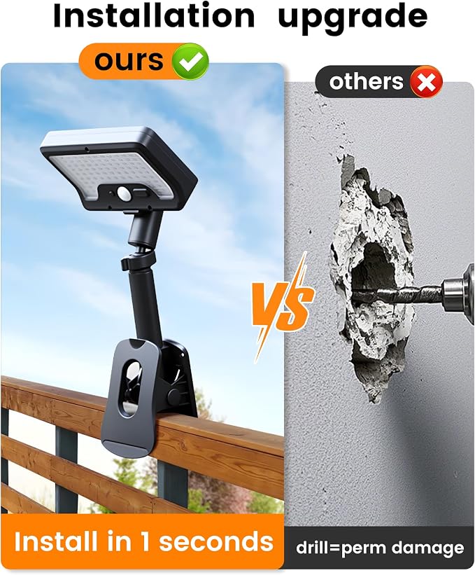 Clip On Solar Lights Outdoor, Motion Sensor Outdoor Lights, 92 LEDs 600LM Solar Fence Lights Outdoor Waterproof,Security Lights for Fence, Deck, Gutter (2, Clamp/Black/6000K)