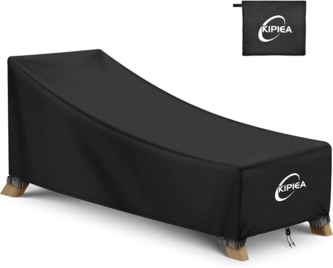 Kipiea Waterproof Patio Lounge Chair Covers for Outdoor Furniture, Heavy Duty Outdoor Chaise Lounge Cover with Anti UV and No Tears, No Fading (78"D x 34"W x 32"H)