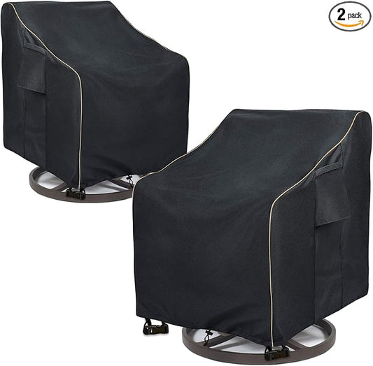 Outdoor Swivel Lounge Chair Cover 2 Pack,35 W x 37 D x 38.5 H inches,100% Waterproof Heavy Duty Outdoor Chair Covers,Patio Furniture Cover for Swivel Patio Lounge Chair,Black