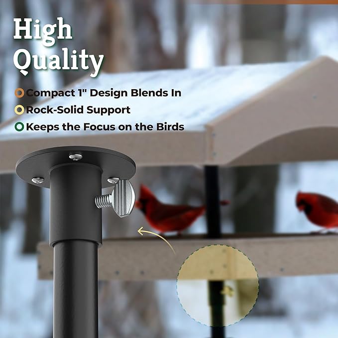 Bird Feeder Pole Mount Flange for Tray Feeders, 1202 Round Pole Flange for Mounting Bird Box Bird House Small Large Feeder or Platform on 1 Inch Pipes Poles, Steel, 1 in