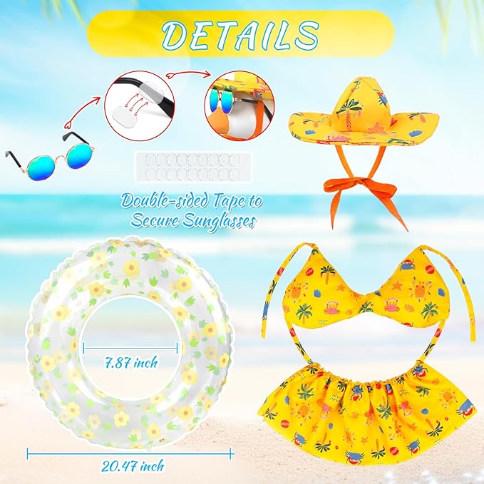 Hawaiian Goose Outfit Summer Porch Goose Outfits Bikini Goose Clothes Cute Goose Costume for Outdoor Garden Yard Decor(Beach Bikini Yellow)