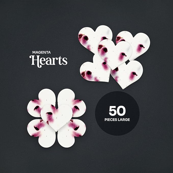 50pcs Large Magenta Heart Seed Paper – Writable & Plantable Wildflower, Mom's Gift for Mother’s Day, Use for Wedding, Baby Shower, Heart Party Favors & Easter Decorations