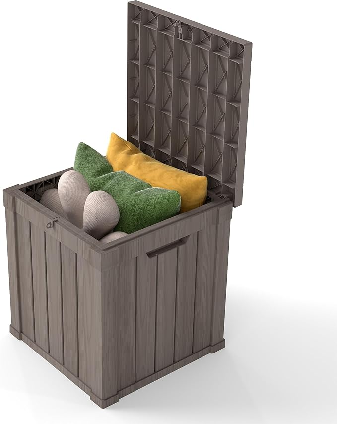 Outdoor Storage Box 50GAL Waterproof Resin Deck Box,Pool Accessories Supplies，UV-Resistant Lockable Package Delivery Bin for Garden Tools,Large Patio Outside Cushions,Chest,Furniture,Grey