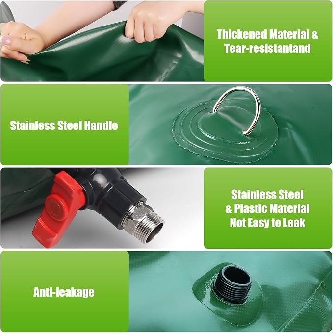 240 L/63.4 Gallon Water Storage Bladder, Foldable Portable Water Bladder Tank, Large Capacity Water Bag Container for Camping, Truck, RV, Emergency, Outdoor