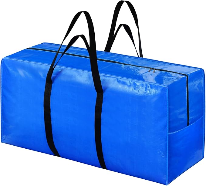 155 Gallon Extra Large Storage Bags, Zippered Outdoor Cushion Furniture Storage Bag with Handles,Jumbo Large Moving Bags Heavy Duty, Christmas Tree Bag, 60x30x20 inch - 2PACK