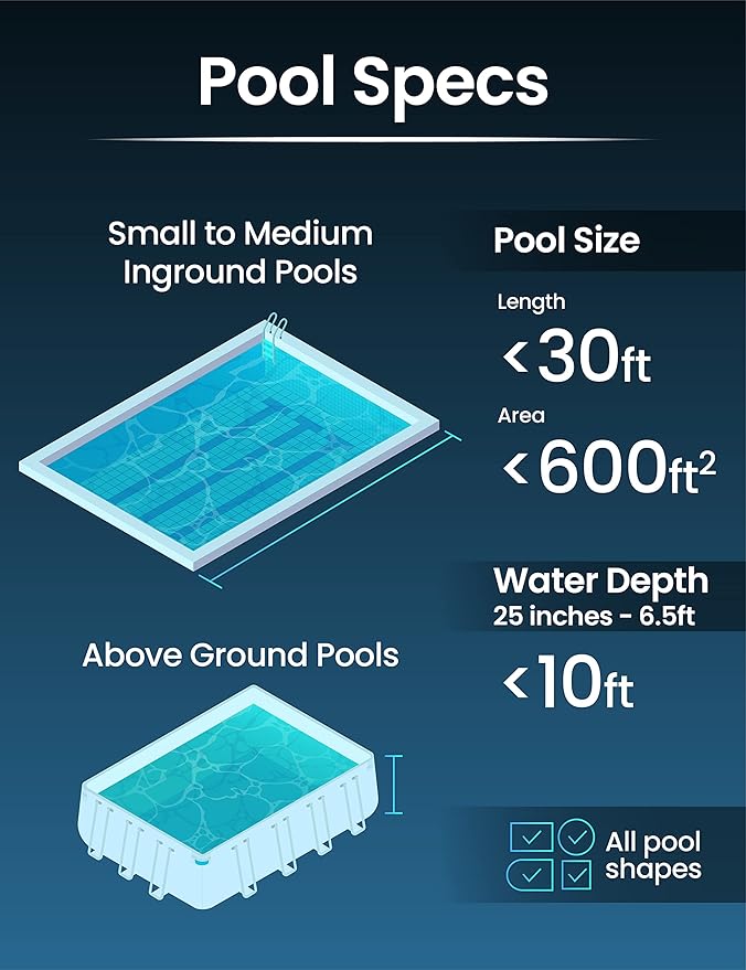 KOKIDO Rechargeable Medium Duty Pool Leaf Vacuum Cleaner with Pole, Runs 75-Mins, for Pool Closing, Oversized Debris Filter, for Debris and Leaves < 6 inches, for Inground and Above Ground Pools XV410