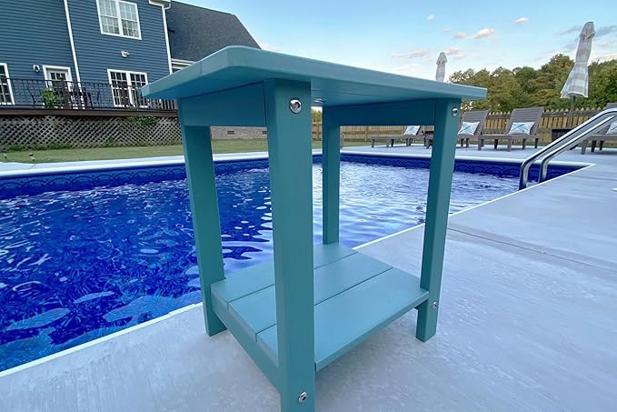 Meluvici Double Adirondack Side Table Weather Resistant, Outdoor Rectangular End Table for Adirondack Chair, Aruba