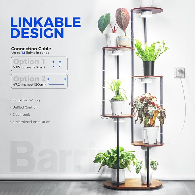 Barrina Orbgrow OG09 Puck Grow Light, 5000K 18W(2 x 9W, 270 Watt Equiv), Full Spectrum Plant Light for Indoor Plants, Magnetic & Linkable with Timer, 5 Levels Dimmable for Plant Shelf, 2 Packs