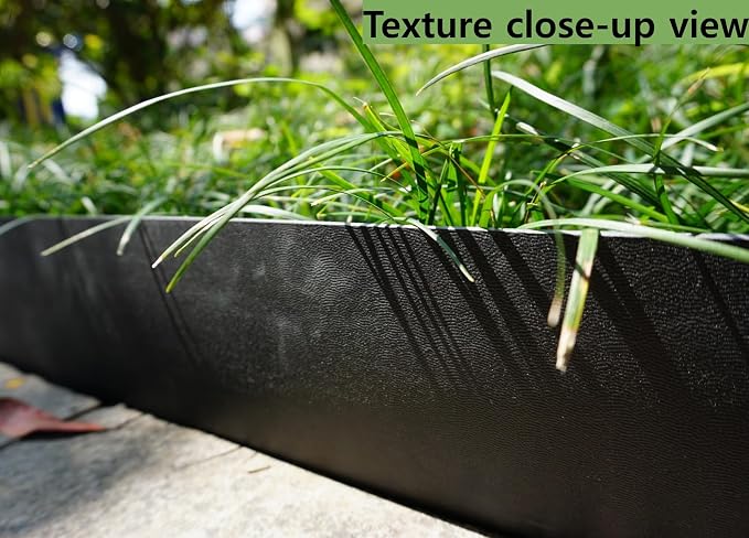 A ANLEOLIFE 40FT Flexible Plastic Landscape Edging Coil, 5" Black Garden Border for Yard, Flower Beds & Pathways, Anti-UV, 12 Stakes for Easy Install