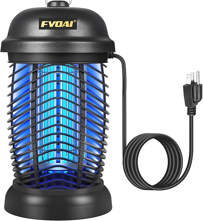 FVOAI Bug Zapper Outdoor, Mosquito Zapper, Fly Zapper, Insect Zapper Electric Fly Traps for 1/2 Acre, Indoor Outdoor Use with 3 Prong Plug-in,4200V, ABS Plastic Outer, Black