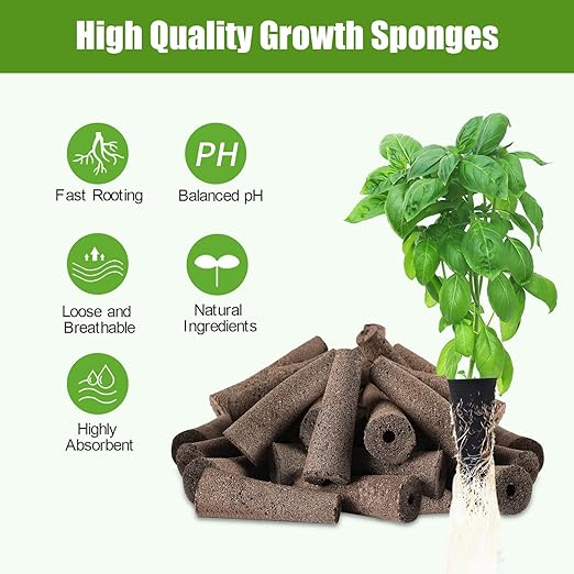 105 Pcs Grow Sponges and Hydroponics Plant Food Compatible with Aero Garden and All Brands - Seed Pods Lables and Indoor Plant Fertilizer for Z214 Indoor Garden Hydroponics Growing System