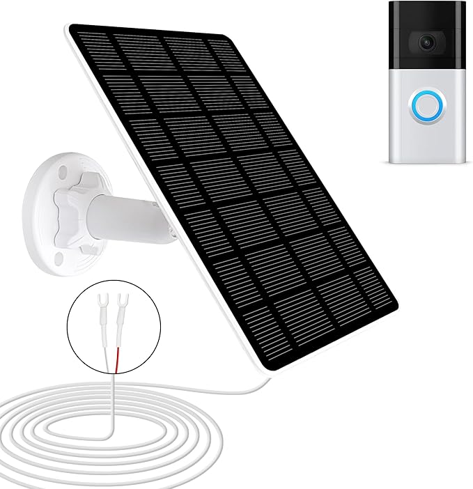 Solar Panel for Ring Doorbell, 5W Solar Charger Compatible for Ring doorbell, Video Doorbell 2/3/3 Plus,Video Doorbell 4, Video Doorbell Plus, for Ring Battery Doorbell Pro with 13ft Charging Cable