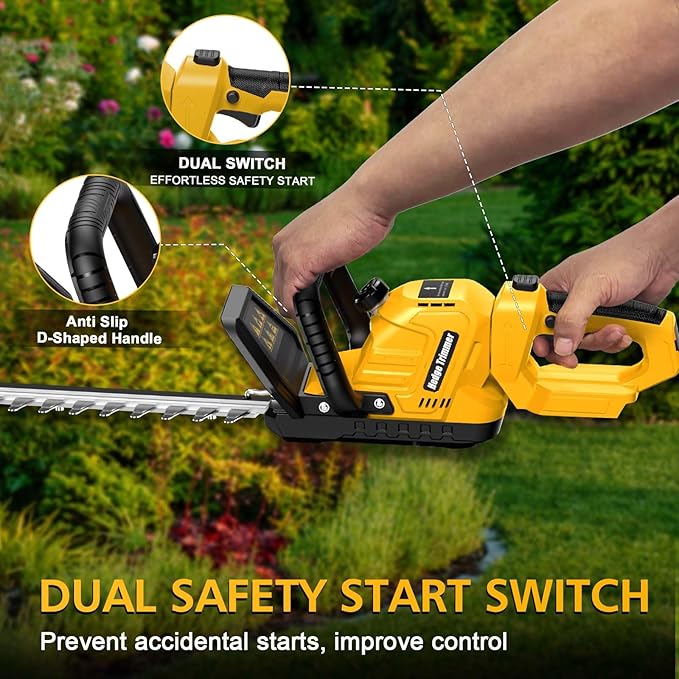 Hedge Trimmer Cordless Compatible with DEWALT 20V MAX Battery, 22-Inch Battery Hedge Trimmer, Brushless Bush Trimmer, 2/3'' Cutting Capacity, Lightweight & Rotatable Handle(No Battery)