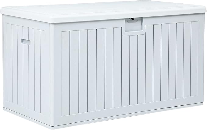 YITAHOME XL 150 Gallon Large Deck Box,Outdoor Storage for Patio Furniture Cushions,Garden Tools,Waterproof,Lockable (White)