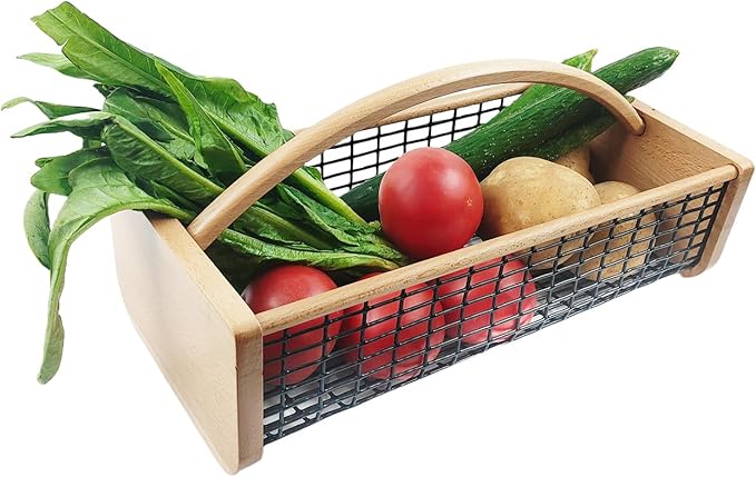 Garden Hod Harvest Basket, Durable Wooden Gardening, Supply Suitable For Kitchen, Picnic And Outdoor Picking