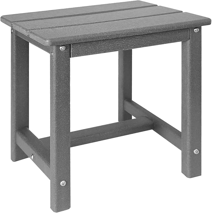GARDENSTAR Adirondack Square Side Table,one-Tier Outdoor end Table, Patio Side Table for Pool,Porch,Backyard,Relaxing Companion (Grey)