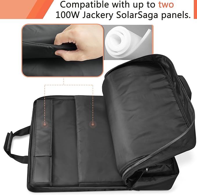 Solar Panel Storage Bag Compatible with 2 Jackery 100W / 200W, Padded Portable Solar Panel Travel Bag Compatible with Jackery SolarSaga (100W | 25.2"×22"×4.5")