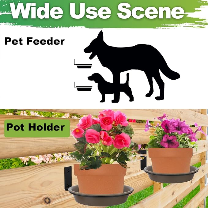 Tree Mounted Bird Feeder for Fence Outside 6 Pack, 8.4" Plastic Wild Bird Bath Tray with Metal Holder for Wood Post, Heavy Duty Wall Mount Squirrel Platform Water Feeder Station Outdoor Yard