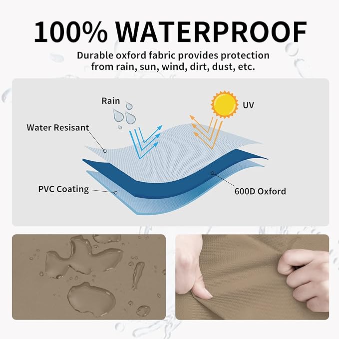 Easy-Going Waterproof Outdoor Couch Cover, Heavy Duty 3-Seater Patio Sofa Cover, Winchdproof Outdoor Furniture Cover with Air Vent （88Wx32.5Dx33H inch,Camel/Dark Brown)