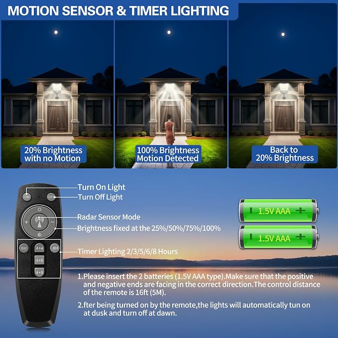 8000W Solar Street Light, Solar Street Lights Outdoor Waterproof IP67, Outdoor SolarLamp with Motion Sensor & Dusk to Dawn - Durable, Energy-Efficient SolarLighting for Garden, Yard, Driveway