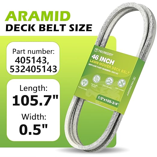 405143 46 Inch Mower Deck Belt for Husqvarna 532405143 584453101 YTH22V46 YTH20K46 YTH21K46 YTH18K46 Craftsman Poulan Lawn Mower - Aramid Cord, 105.75"