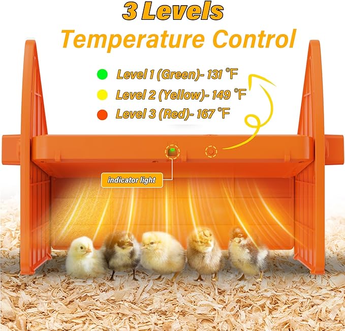 Heating Brooder Plate for Chicks Ducklings, Adjustable 3 Levels Temperature Brooder House for Keeping Poultry Warm(Orange, L)