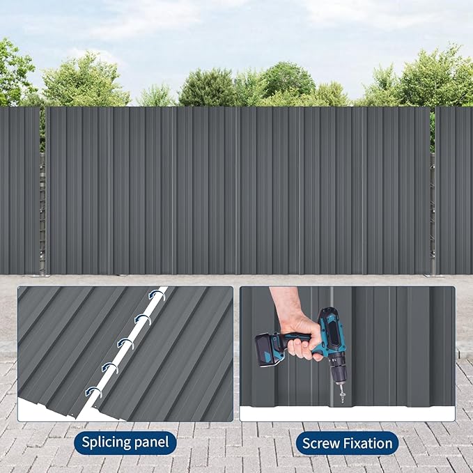 GarveeLife 20Pcs Metal Roofing Panels for Carport, Heavy Duty Metal Carport Kits, Galvanized Steel Corrugated Panels, for Patio Outdoor Garden, 60.63 in x 16.8 in
