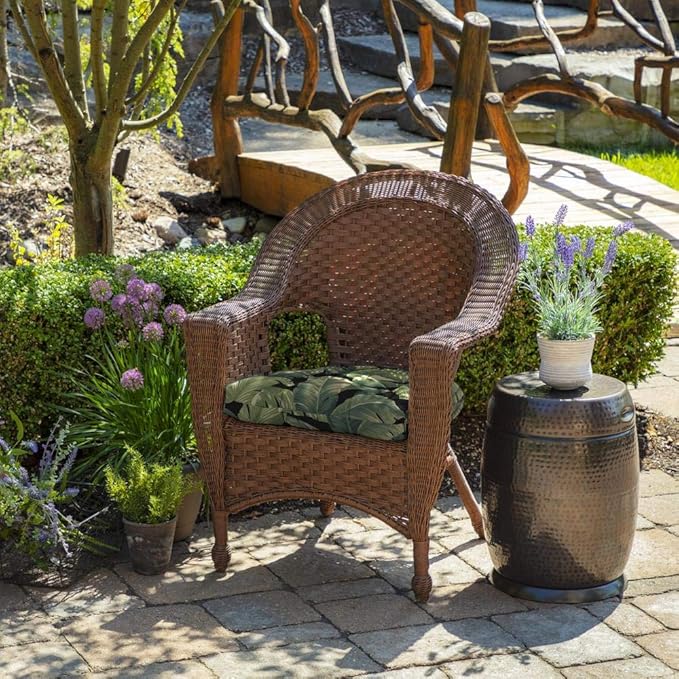Arden Indoor/Outdoor Rocking Chair Or Wicker Chair Cushion, 2-Pack, 20 x 18, Water Repellent, Rain Proof, Fade Resistant Cushion for Rocking Or Rounded Back Chair Onyx Cebu