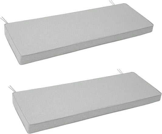 Outdoor Bench Cushion, Water-Resistant & Fade-Resistant, Porch Swing Cushions with Ties, Patio Furniture Seat Pads for Garden, Removable Cover Non-Slip Bottom, 48 x 16 Inch, Set of 2, Light Grey