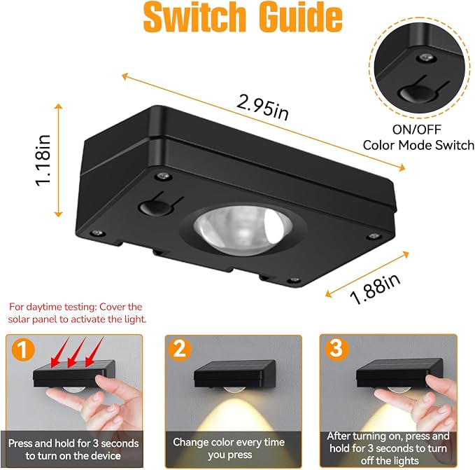 24 Pack Solar Fence Lights Outdoor, 3 Color Temp, IP65 Waterproof, Cost-Effective Solar Lights for Patio Yard Railing