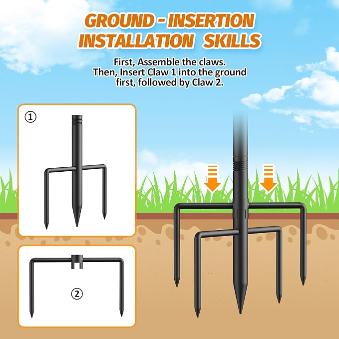 Aredy 4 Pack String Light Poles - 10FT Light Poles for Outside with Fork Base, Outdoor String Light Poles, Durable Poles for String Lights in Backyard, Deck, Garden, Wedding Events
