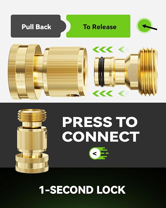 RainPoint Quick Connect Hose Fittings 3/4" GHT - Solid Brass Garden Hose Connectors, No-Leak Design & Universal Fit for Instant Connection (6 Sets)