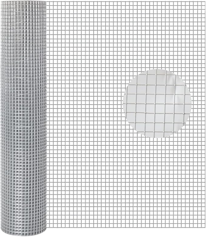 Hardware Cloth,1/4inch 48inx100ft 23 Gauge,Double-Layer Hot-Dip Galvanizing After Welding,Chicken Wire Fence Wire Mesh Fence Poultry Netting Garden Fence Tree Guard Rolls