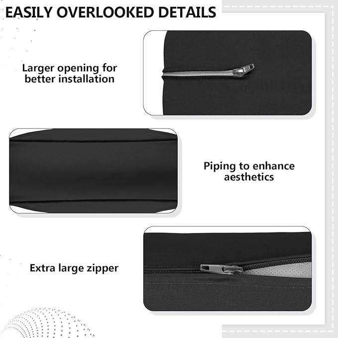 9 Piece Outdoor Patio Waterproof Cushion Covers, Fits 4-Seat Wicker Rattan Sectional Couch Chair Furniture Cover Replacement Set - Fade-Resistant Patio Cushion Covers with Zipper