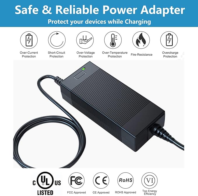 UL Listed 65W AC/DC Adapter for Anker 521 Portable Power Station A1720 Anker 521 523 533 A1730 A1731 Powerhouse II 300 256Wh 288Wh 389Wh 300W/200W Solar Generator Power Supply Cord Cable Charger