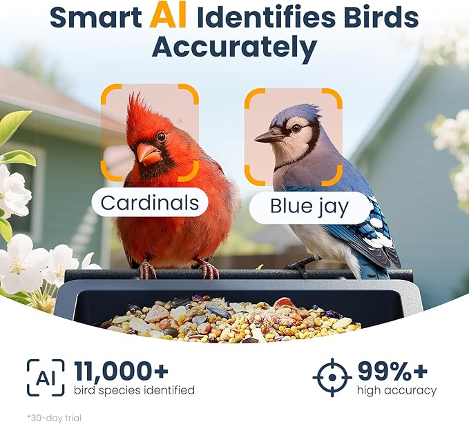 Smart Metal Bird Feeder with Camera Squirrel Proof, 2.5K UHD AI Identification, Wireless Solar Powered Outdoor for Garden Birding, Real-time Videos & IMG, Premium Present for Mom