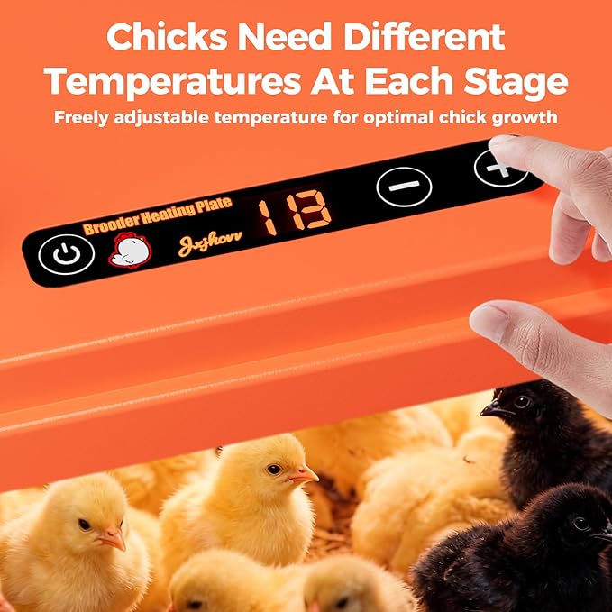 Smart Chick Brooder Heating Plate 10"x10" with Digital Temp Control (95℉-149℉), Stepless Adjustable Height & Anti-Roosting Cone, Mother Hen Chick Heater for Up to 15 Chicks