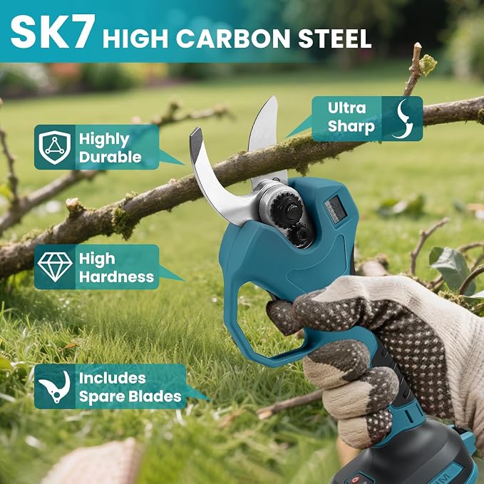 2-in-1 Pole Pruner & Cordless Electric Pruning Shears for Makita 18V Battery, 14Ft Reach, 1.2" Cutting Diameter, Brushless Motor with LCD Display, for Tree Trimming Branch Cutter (No Battery)