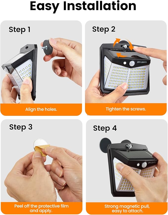 Magnetic Solar Lights Outdoor, No Drill Motion Sensor Solar Fence Lights, 600LM 128 LED Magnetic Step Lights for Metal Fence, RV, Deck Railing, Garage, IP65 Waterproof Outdoor Security Lighting(2Pack）