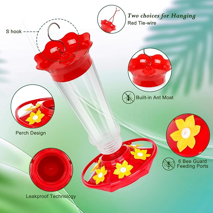 FEED GARDEN Plastic Hummingbird Feeder 10 Oz Red + Glass 20oz Red