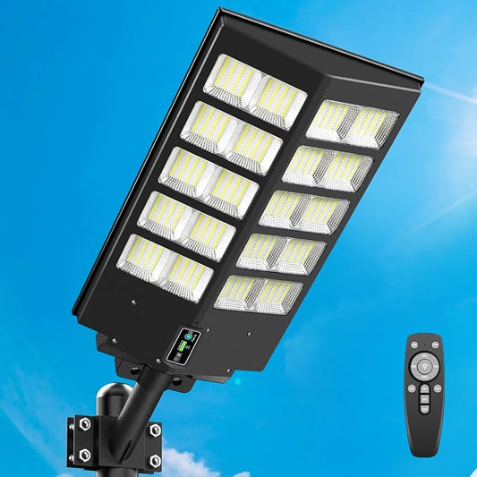 26" Large Solar Street Lights Outdoor Waterproof - 9000W 120000LM Solar Powered Parking Lot Light Dusk to Dawn,Motion Sensor Commercial LED Solar Flood Lights Remote Control for Outside