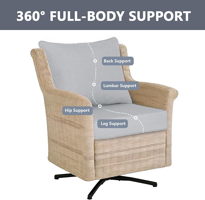 Goodgoods 24 x 24 Outdoor Patio Deep Seat Cushions 2-Pack, 1000+ Hours Fade-Resistant & Water-Resistant Outdoor Furniture Chair Cushions with 30D High-Resilience Foam for Sofa Chair, Stone Gray