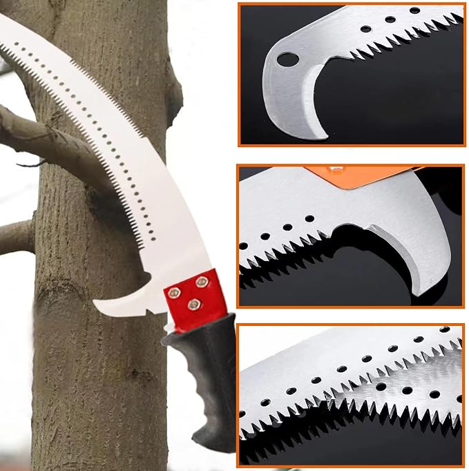 Manual Pole Saw 30 FT Extendable Tree Pruner High Branches Trimming for Pruning Palms and Shrubs with Long Handle (Yellow)