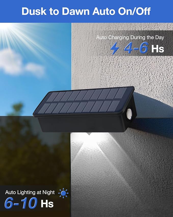 Fence Lights Solar Powered Outdoor Waterproof Outside Wall LED Landscaping Lamp 12 Pack for Yard, Deck, Patio, Rail, Garage, Pool, Balcony, Energy Efficient Cool White Safety and Ambiance,Easy Install
