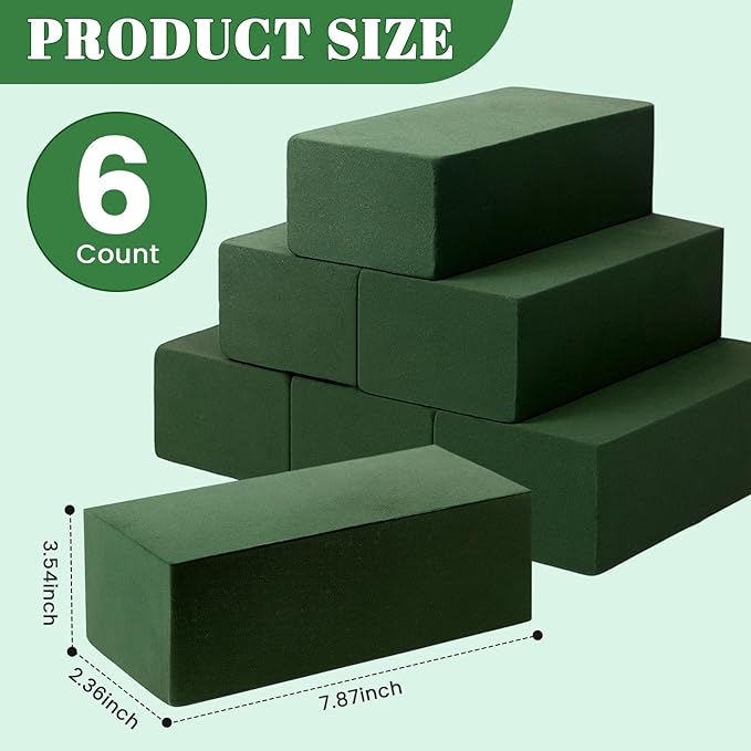 Jingmore DIY Flower Bouquet for Gift - 6 Pack Floral Foam Blocks 8" x 3.5" x 2" Dry and Wet, 40 Sheet Flower Bouquet Wrapping Paper Waterproof 22.8" x 22.8" for Anniversary Birthday Teacher Friend Mom