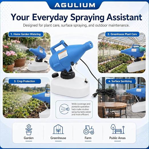 4.5L/1.2Gal Electric ULV Fogger Sprayer Machine, 1200W Portable Cold Fogger Machine, 32ft Spraying Distance, Adjustable Flow Rate, Electric Sprayer for Home School Hotel Garden Yard Lawn