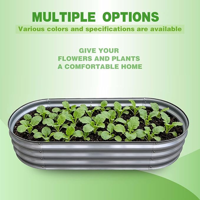 GrowHaus 4x2x1ft Galvanized Raised Garden Bed, Planter Boxes Outdoor Metal Garden Beds for Planting Vegetables Flowers Herbs Silver 2 Pack
