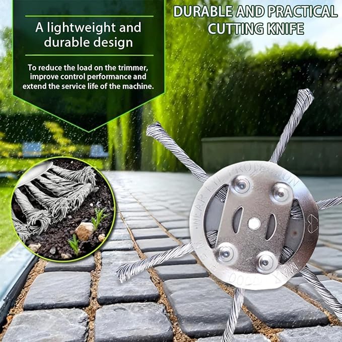 2025 New Steel Wire Grass Trimmer Head, 6 Inches String Trimmer Replacement Head, Universal Steel Wire Weed Trimmer Head for Electric Battery Powered Cordless String Trimmer (1PCS/ 6 Blade)