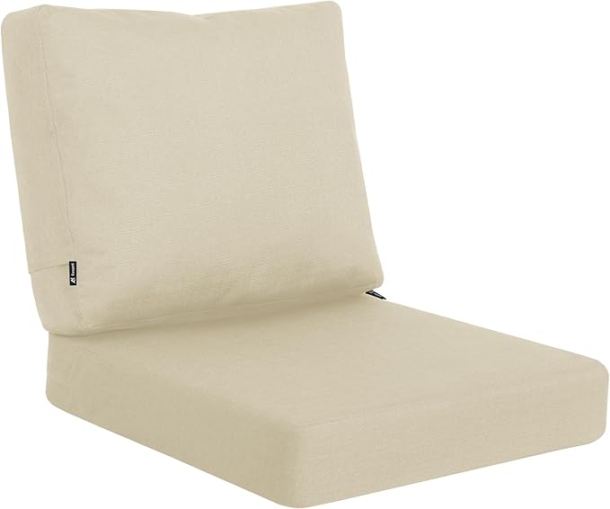 Favoyard Deep Seat Patio Cushions 24 × 24 inch Rainproof & Fadeness Furniture Cushion Set for Outdoor Chair Couch with Polyester-Linen Fabric & Removable Cover, Hidden Zipper and Adjustment Straps