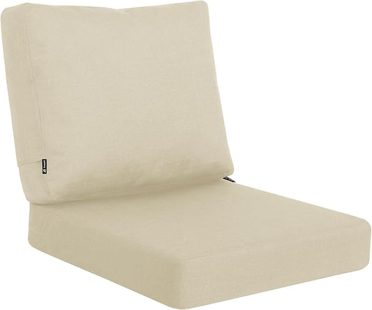 Favoyard Deep Seat Patio Cushions 24 × 24 inch Rainproof & Fadeness Furniture Cushion Set for Outdoor Chair Couch with Polyester-Linen Fabric & Removable Cover, Hidden Zipper and Adjustment Straps